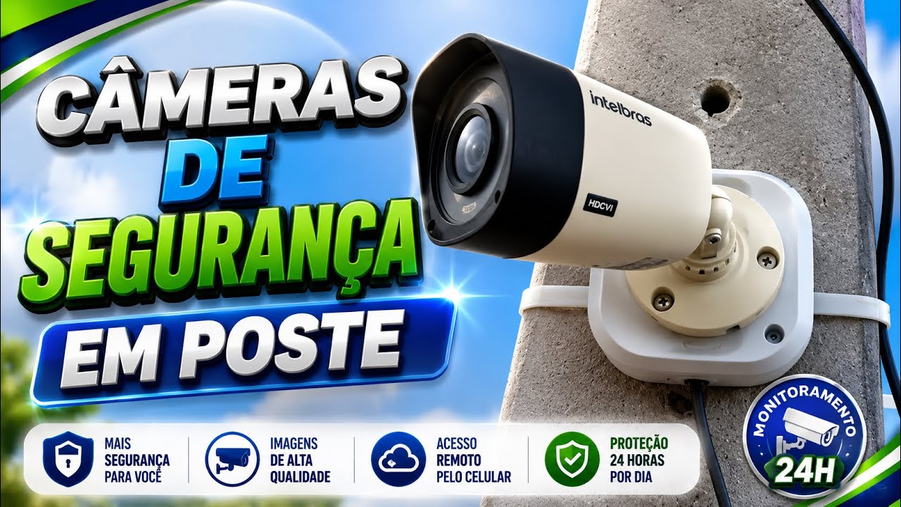 Câmeras de segurança em poste