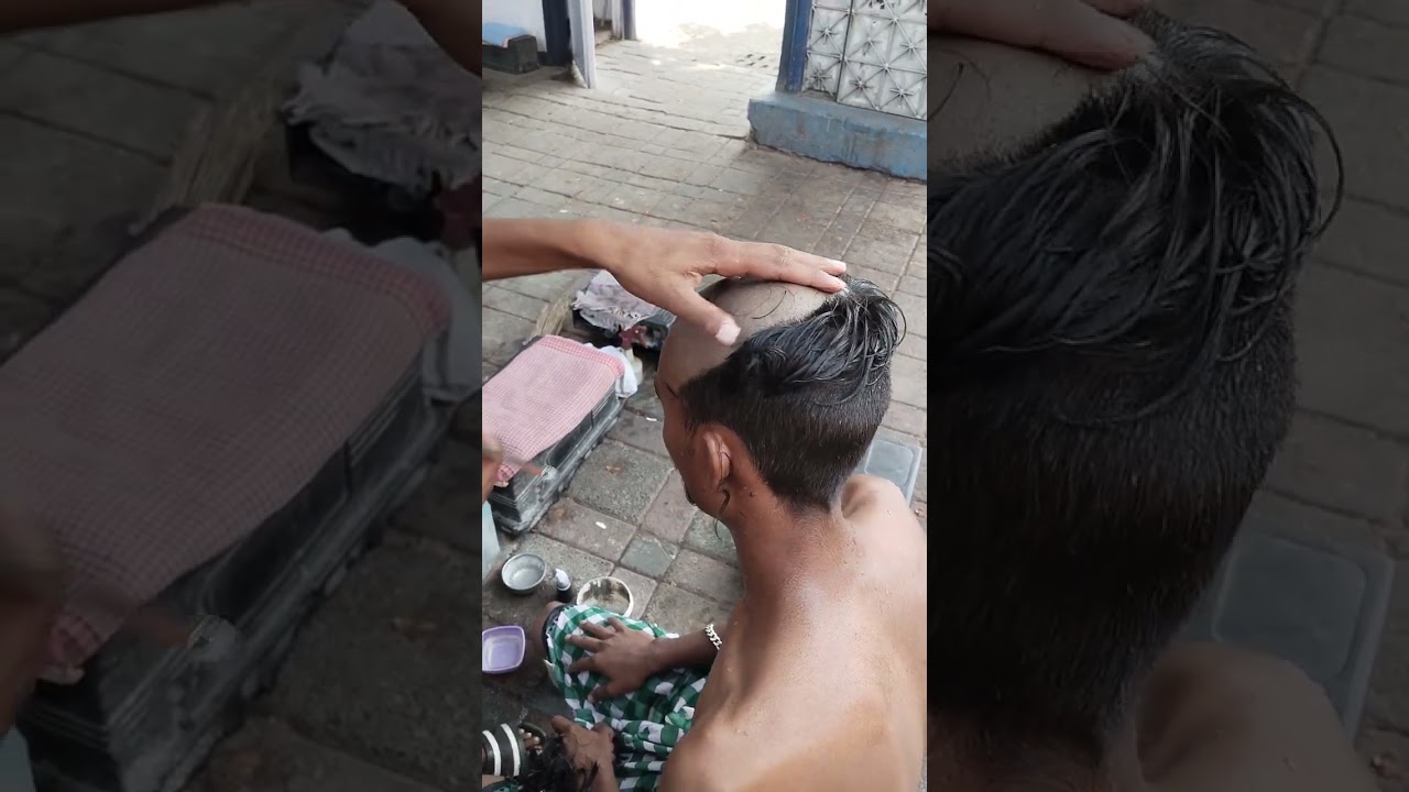 Young boy street head shave #bald #gundu #motta #mottai #shaving #takla #மொட்ட #மொட்டை #headshave