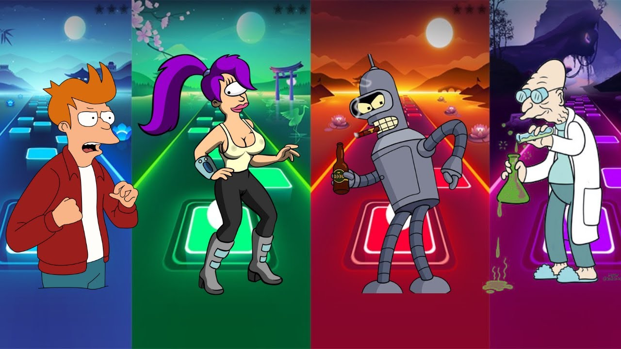 Futurama | Fry VS Leela VS Bender VS Professor Farnsworth | Tiles Hop
