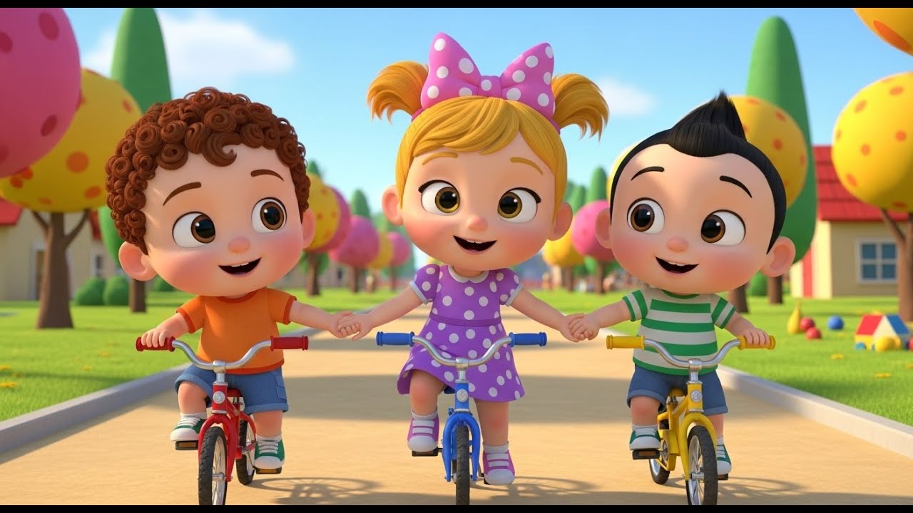 Little Babies Ride Their Bicycles 🚲 Nursery Rhymes & Kids Songs | Learn Colors & Bicycle Safety