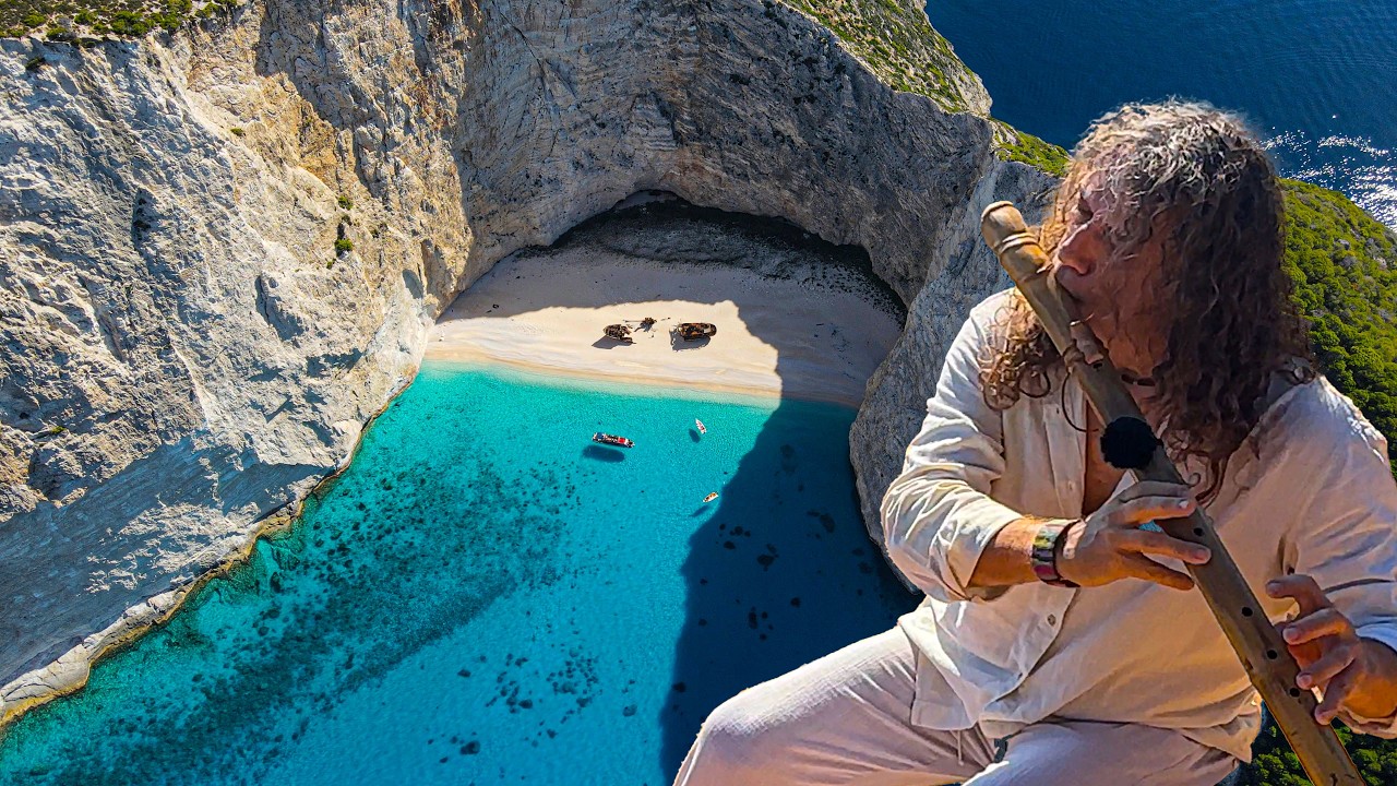 Experience the POWER of Native American Flute on Greece's Navagio Beach