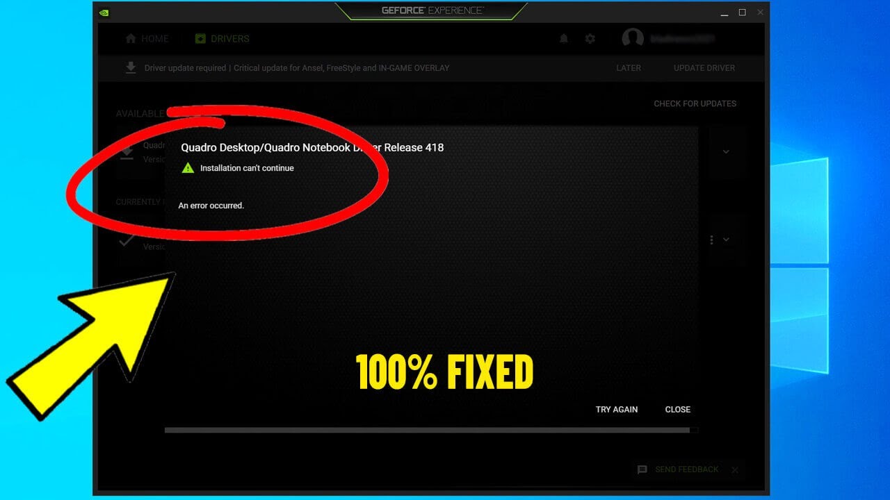 Fix GeForce Experience installation Cannot continue - an error occurred Try Again | How To Fix it ✅