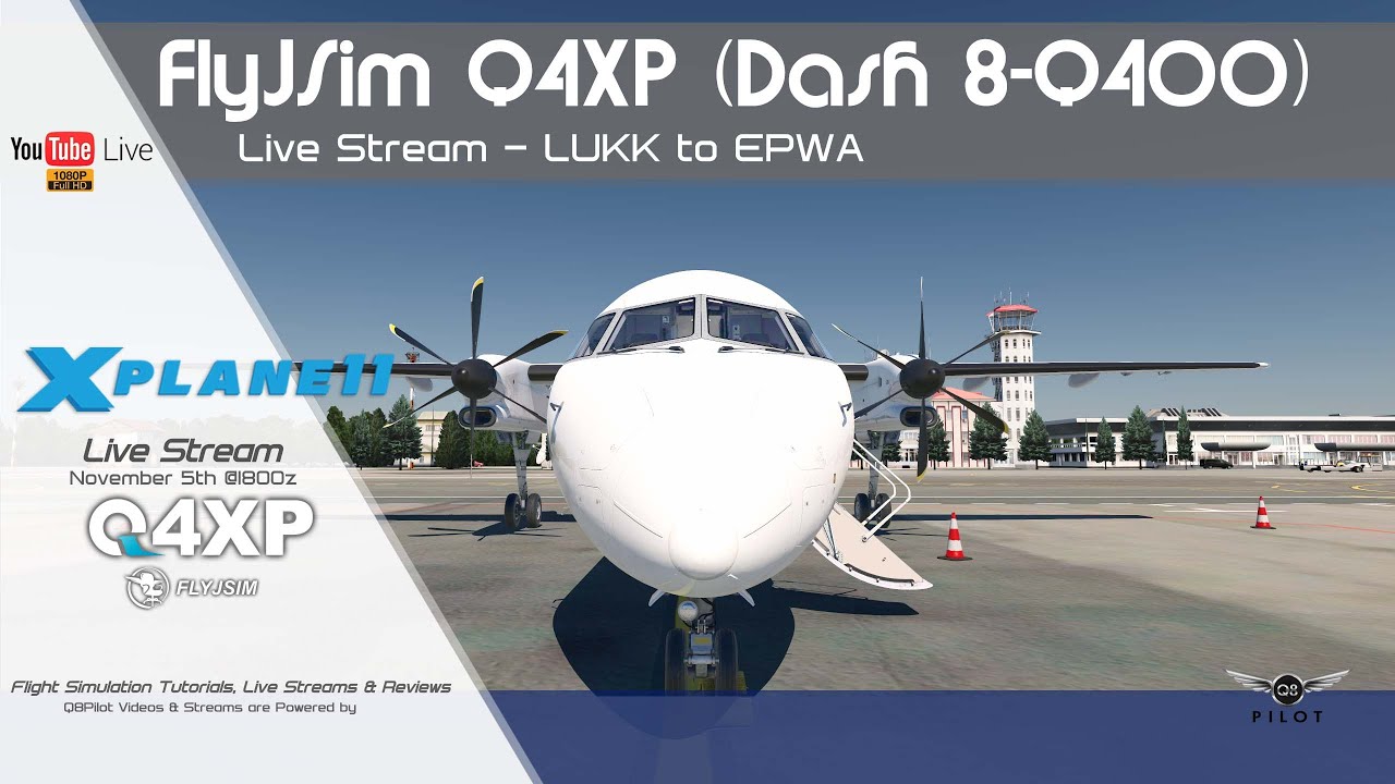 FlyJSim Q4XP | Dash 8 Q400 |  LUKK-EPWA  | X-Plane 11