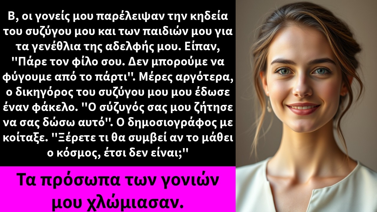 Β, οι γονείς μου παρέλειψαν την κηδεία του συζύγου μου και των παιδιών μου για τα γενέθλια της