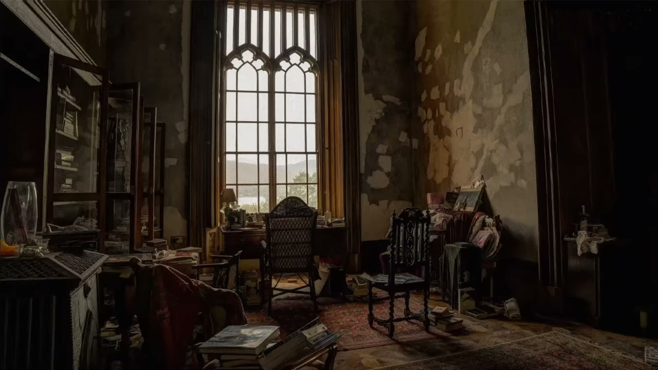 ASMR Rain Dark Academia Library Ambience 🕯 you're studying and listening to music while it's raining