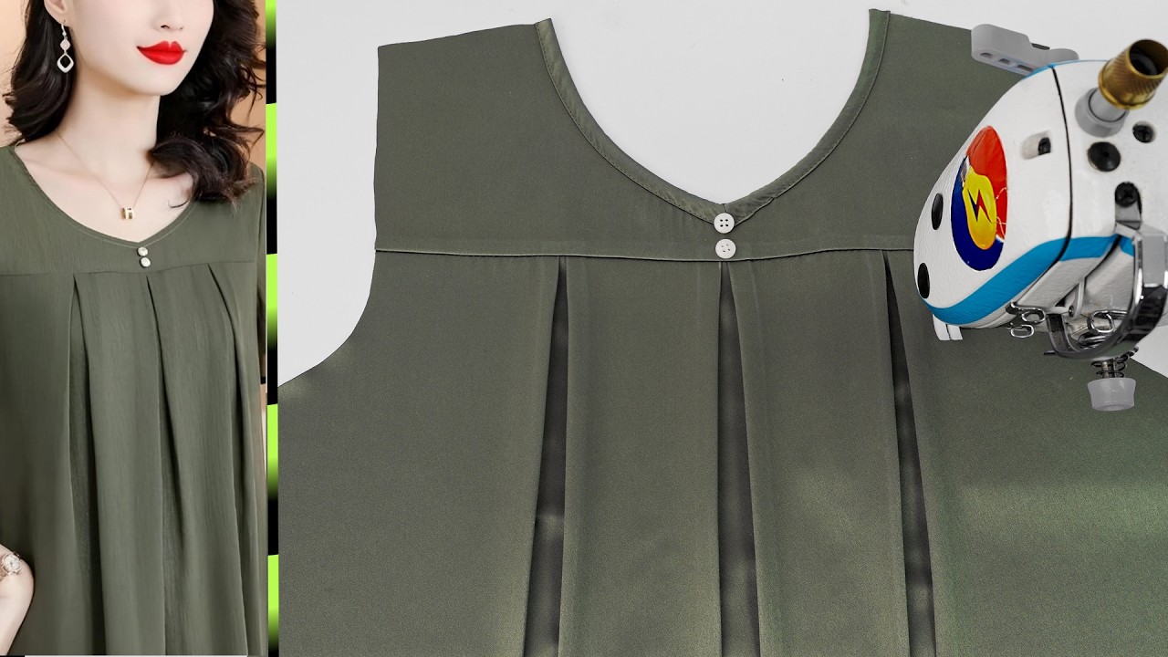 Amazing Kurti Neck Cutting and Stitching with  Pleated &ndash; Easy Sewing Step-by-Step Tutorial