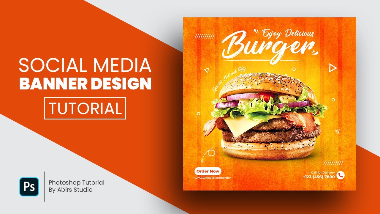 Restaurant Social Media Banner or Food Menu Design | Photoshop CC 2020 Tutorial