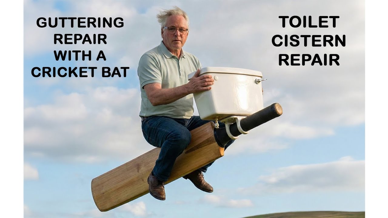Ремонт водостоков с помощью биты для крикета 