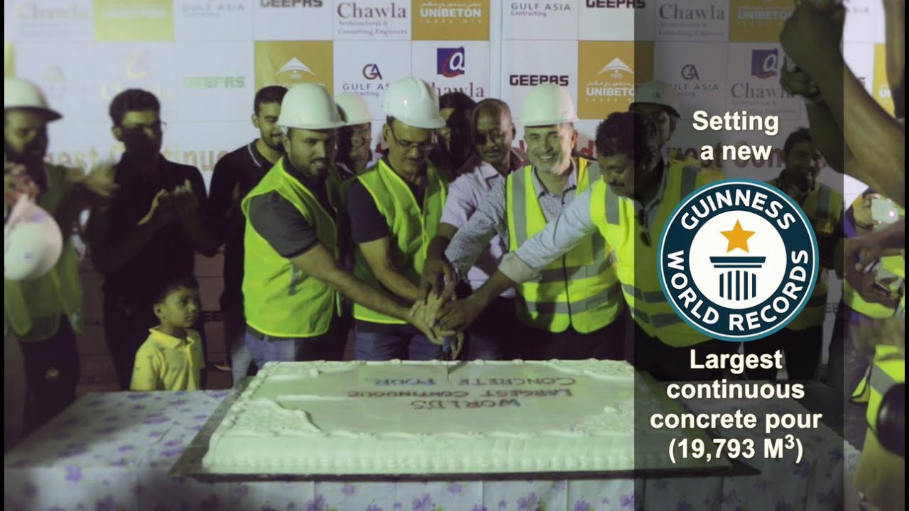 World's Largest Continuous Concrete Pour - GEEPAS Tower - Guinness World Records title