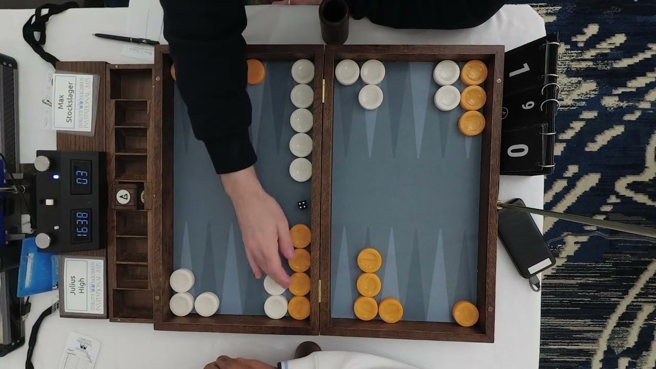 Max Stockslager vs. Julius High, 2025 Charlotte Backgammon Invitational, Round 6