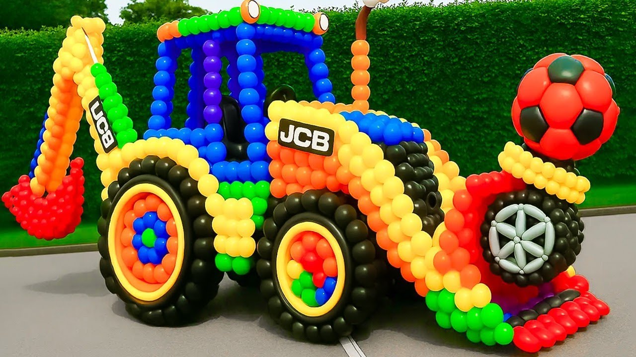 The mascot vibrato assistant JCB 3DX, Backhoe and Tractor on the football field is popular