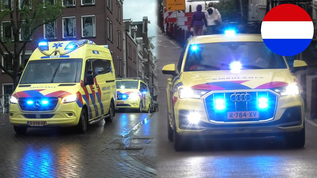 [Spoedtransport] Ambulance, MMT-1 & SORT met spoed naar en vanaf reanimatie Prinsengracht Amsterdam