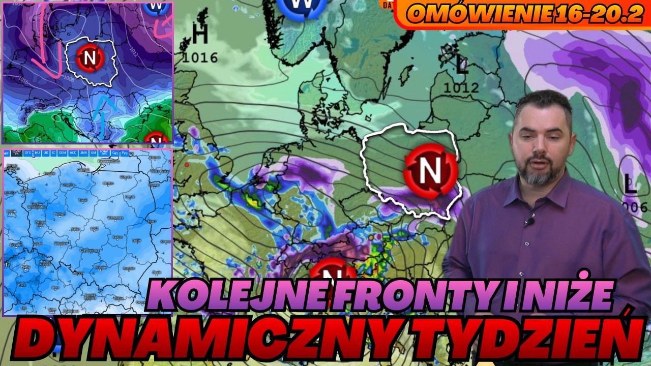 Kolejne niże i fronty atmosferyczne. Kolejne opady śniegu i deszczu marznącego. Dynamiczny tydzień.