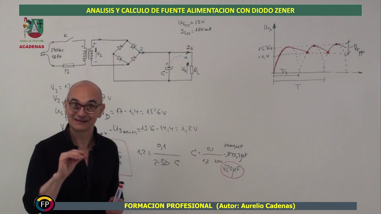 fuente tension estabiliza con zener al detalle (Clase 38)