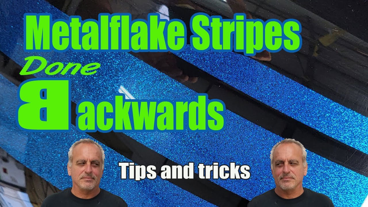 How to tips and tricks Motorcycle custom paint job - metalflake stripes done FIRST - black basecoat