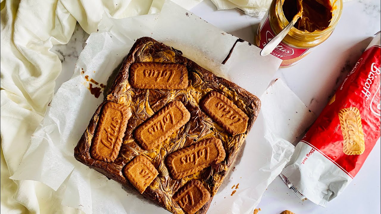 Eggless Lotus Biscoff Brownies| Cookie Butter Brownie Recipe