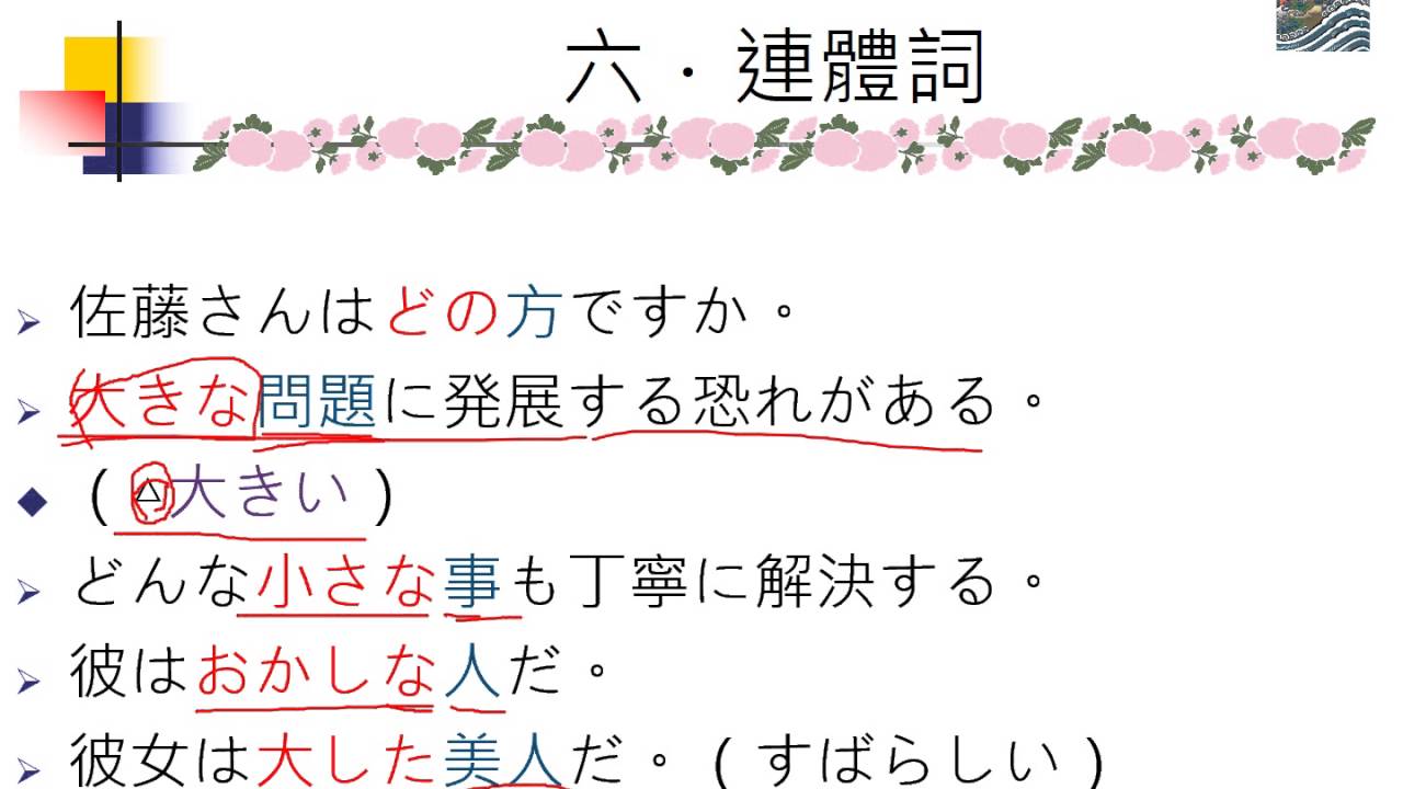 G032日語文法：六連體詞