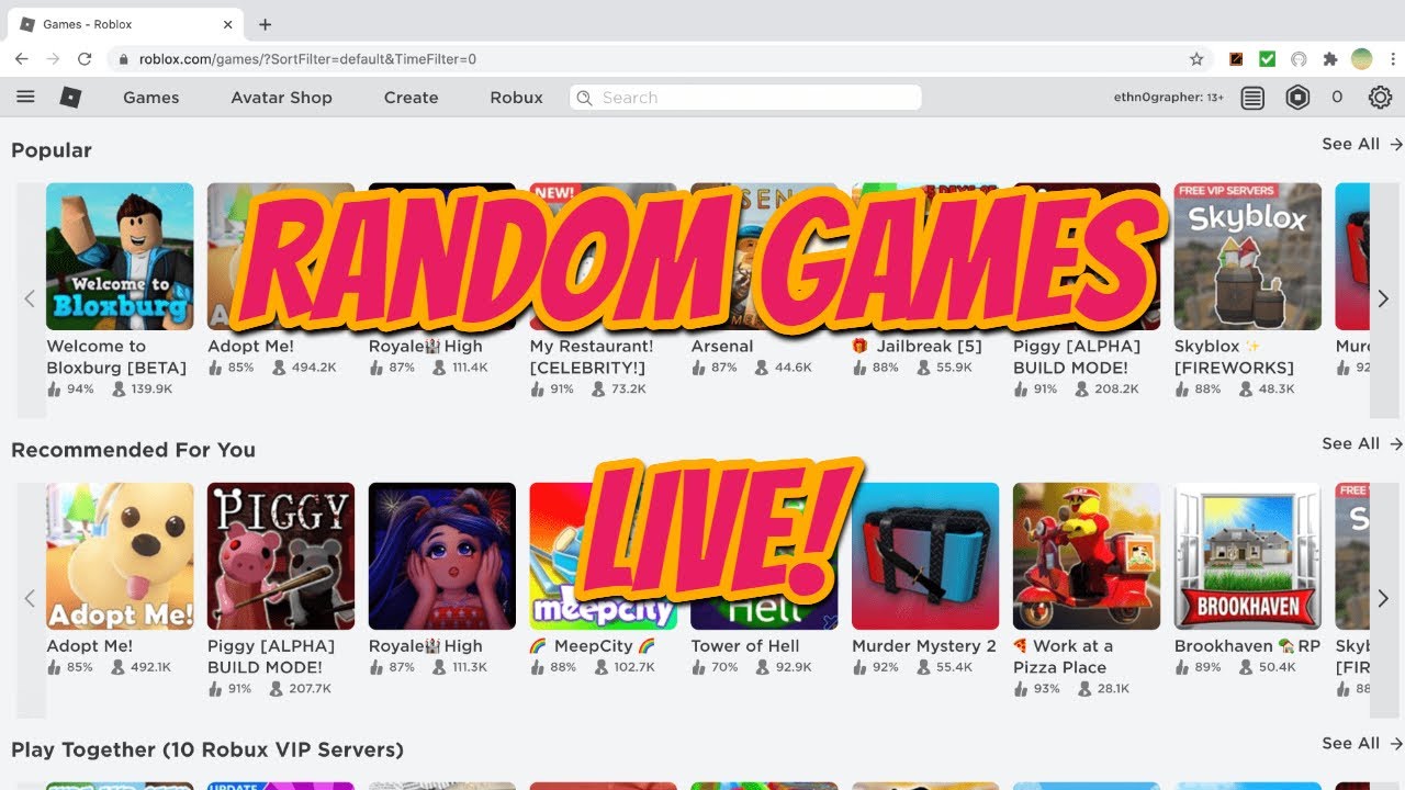 Random Roblox Games Live!