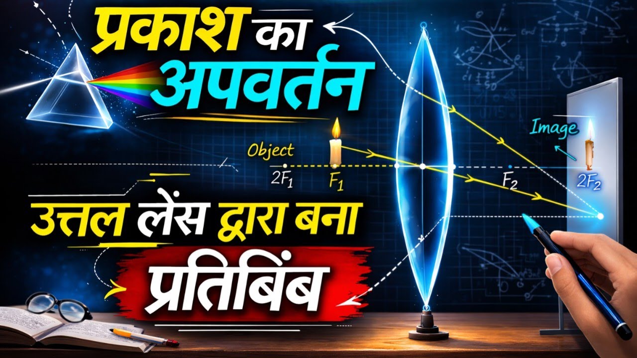 Refraction of light (प्रकाश का अपवर्तन) | उत्तल लेंस द्वारा बना प्रतिबिंब( Convex lens), 10th class 