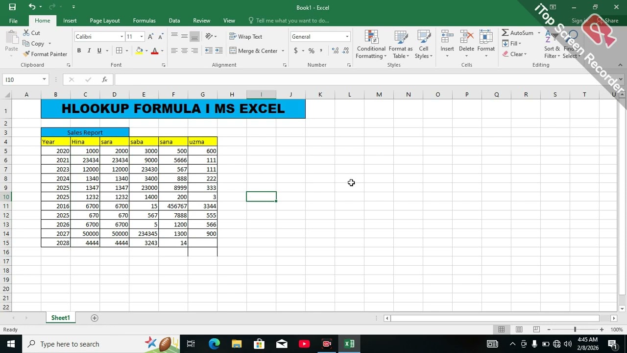 How To Create ms Excel Ma Hlookup Formula