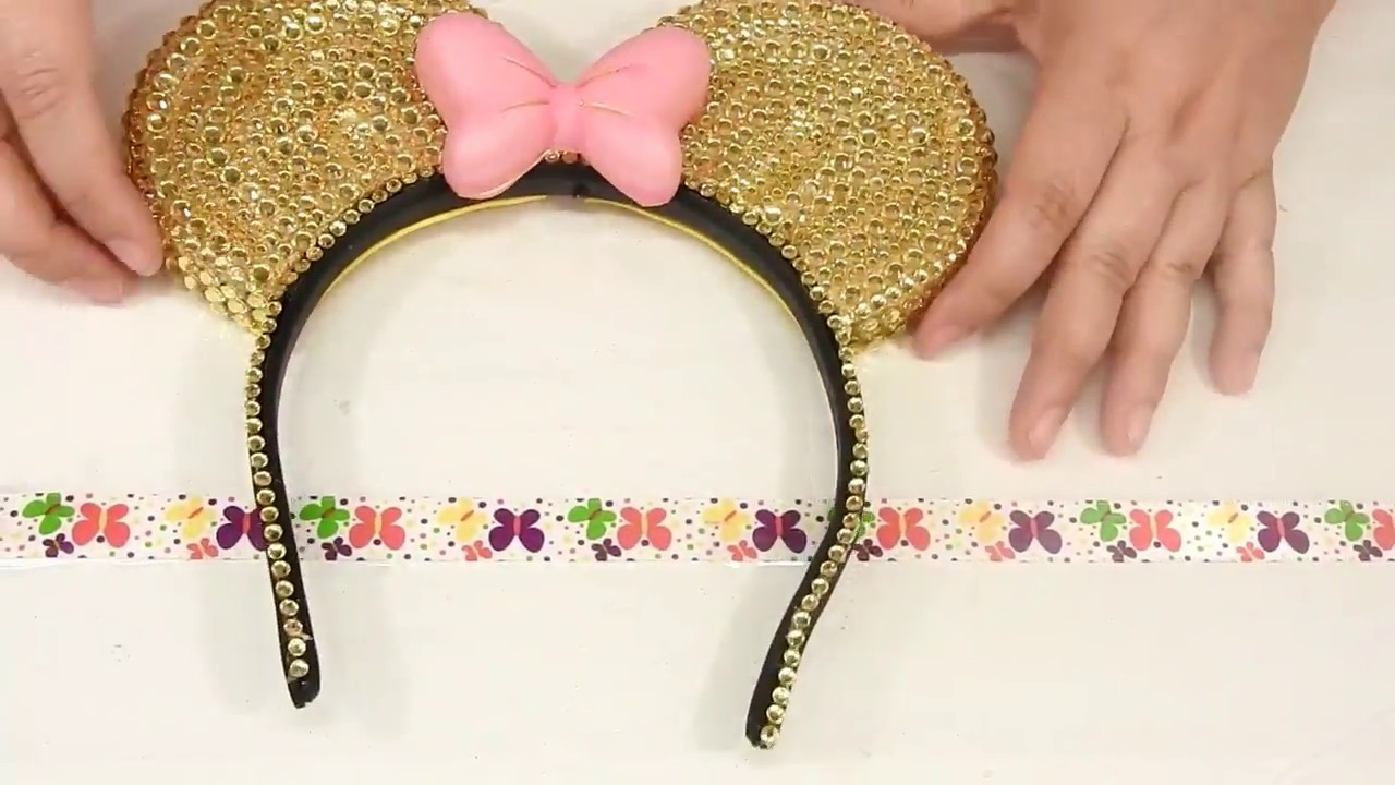 DIADEMA DE OREJAS MINNIE MOUSE DE COLOR DORADA