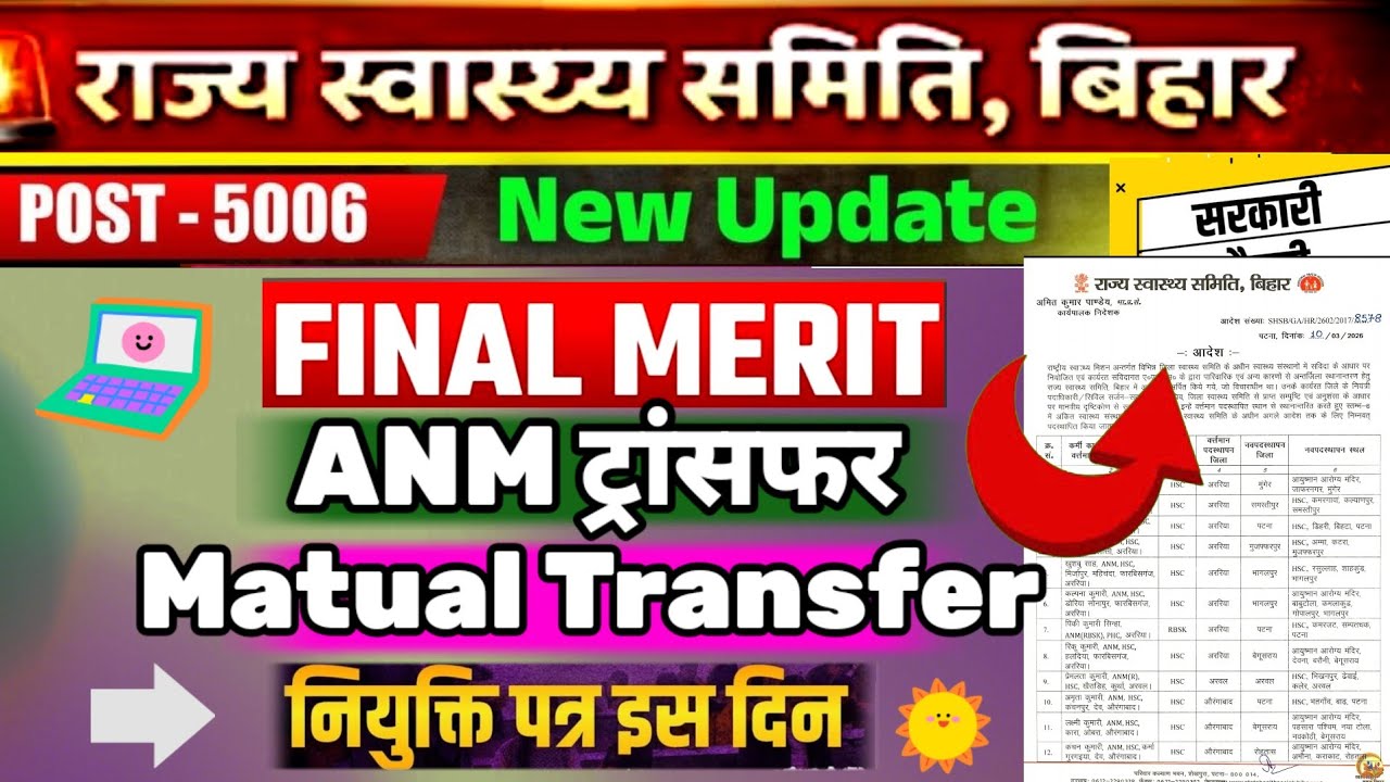 बिहार ANM 5006 नियुक्ति पत्र | ANM ट्रांसफर | Matual Transfer #anm #news18 #biharnews #nitishkumar 