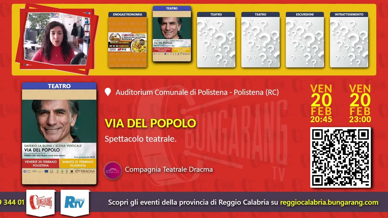 EVENTI DEL WEEKEND (20 - 21 - 22 FEB 2026) - Rubrica TV di BUNGARANG.com.