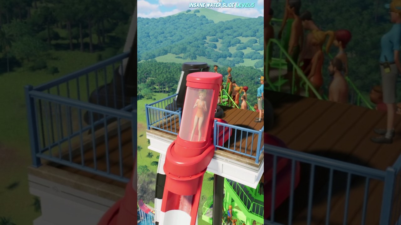 Extreme Spiral Trapdoor Water Slide - Planet Coaster 2 #waterslide #waterpark #planetcoaster2