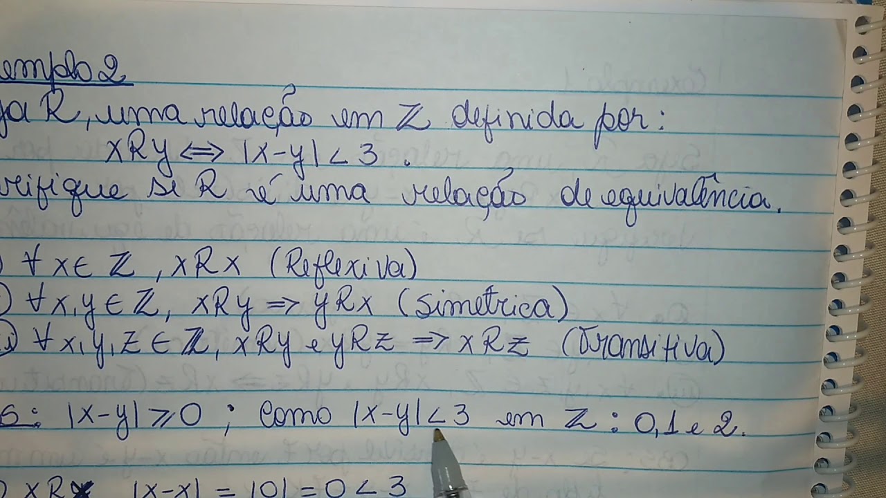 Álgebra: Exemplo 2 - Relação de Equivalência