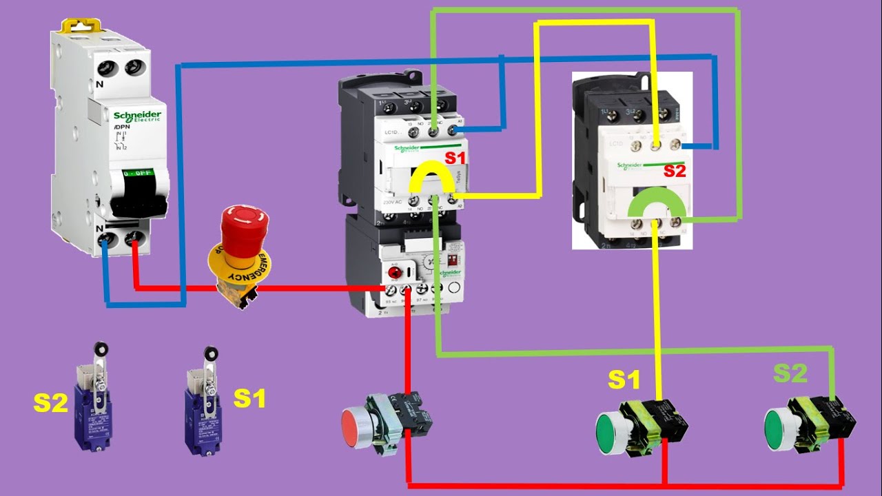 commande moteur triphase 2 sens de marche avec fin de course