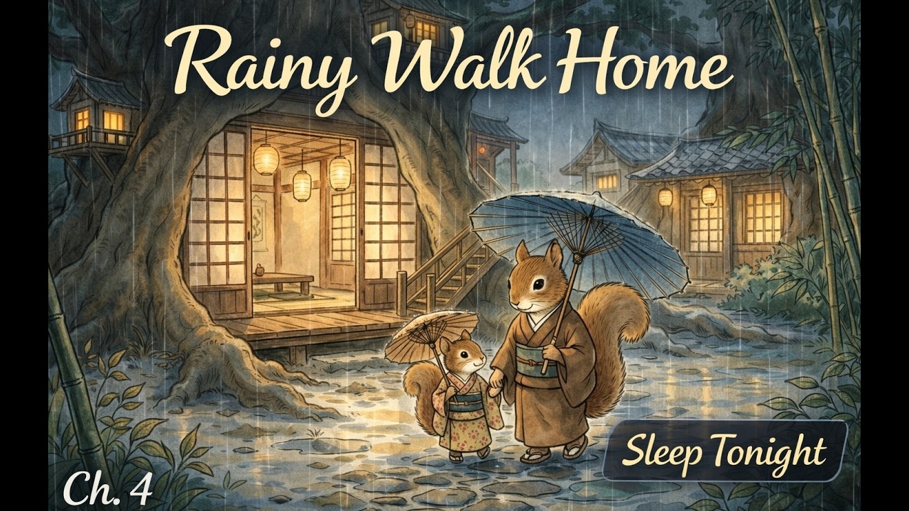 Rain Sounds for Sleep | A Rainy Walk Home in a Cozy Japanese Village