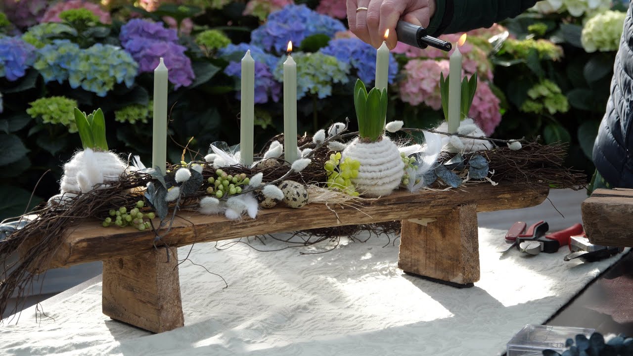 DIY: Frühlings-Tischdeko mit "schwebenden" Kerzen und Naturmaterialien