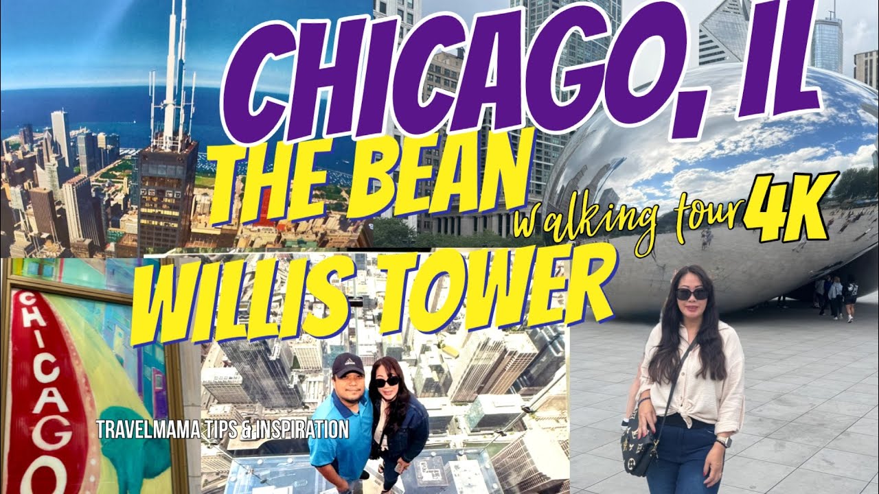 Центр Чикаго 🇺🇸 | Пешеходная экскурсия в формате 4K | Смотровая площадка Skydeck, скульптура The ...