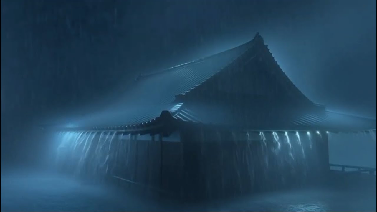 Heavy Night Rain Pouring on a Japanese House 🌧️ Intense Rain Ambience (No Music)