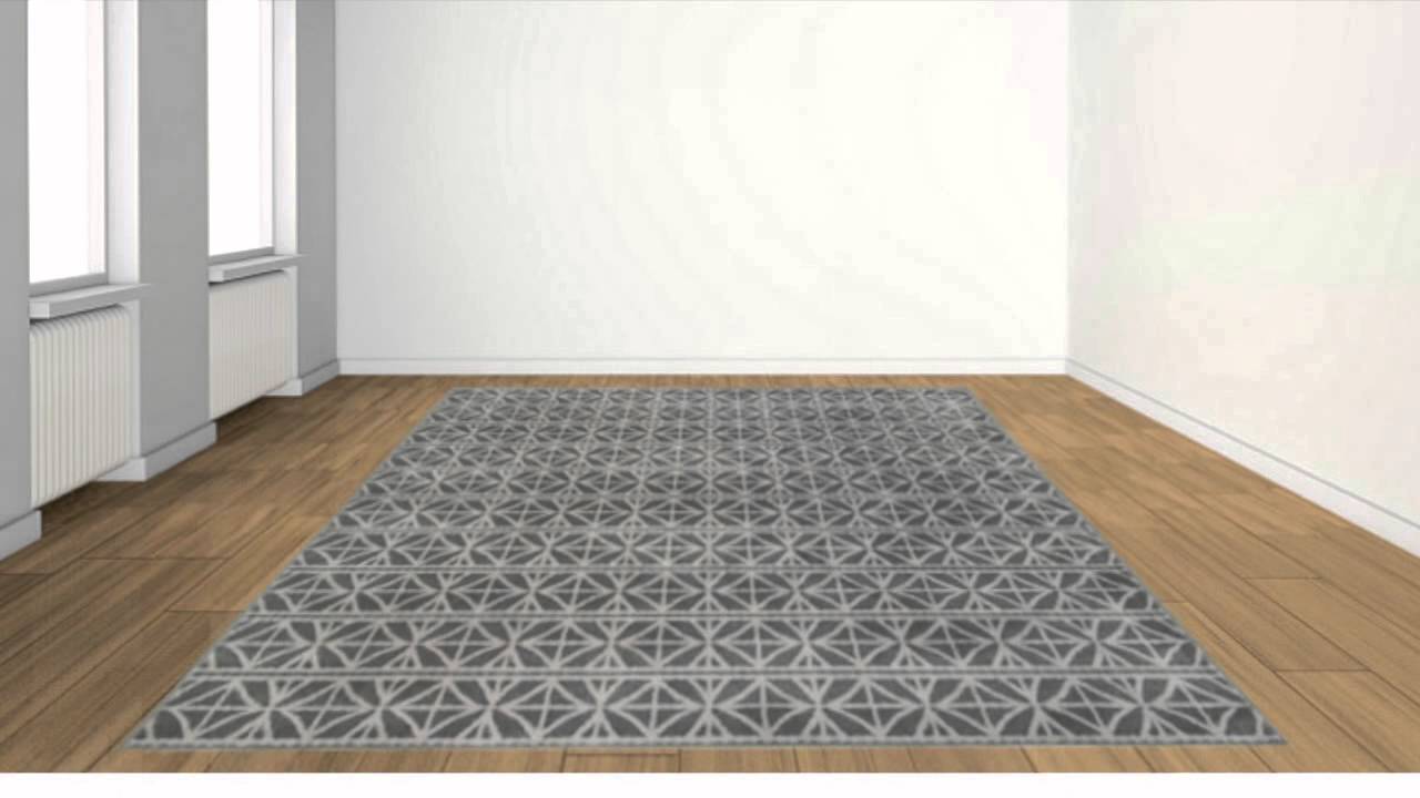 Transitional Grey Grey Polypropylene Geometric Machine Woven Area Rug - POSH RUG