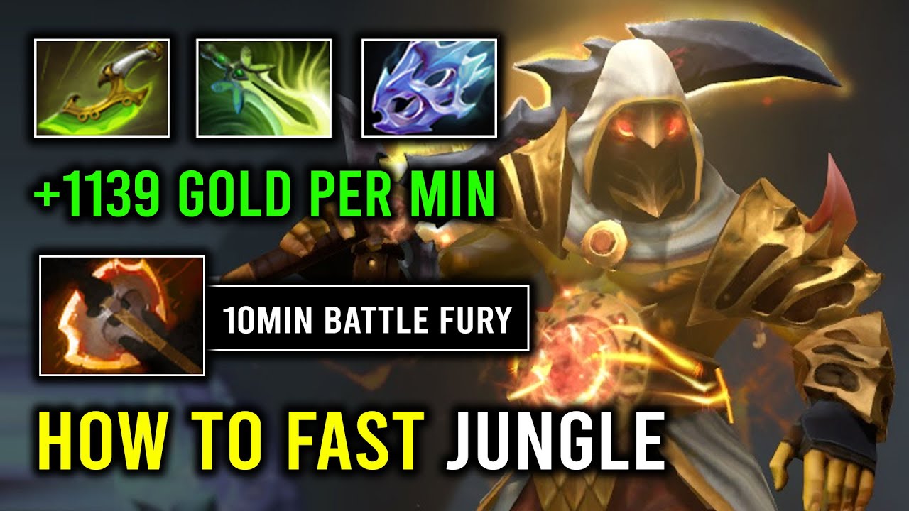 How to Fast Jungle 10Min Battle Fury 100% Agility Speed +1139 Gold Per Min Dota 2