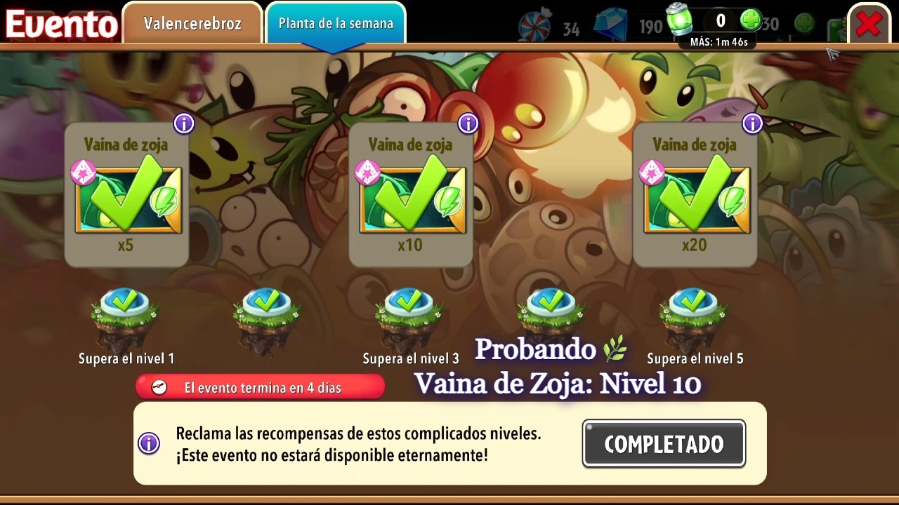 PVZ 2 [Evento - Probando Vaina de Zoja: Nivel 10]