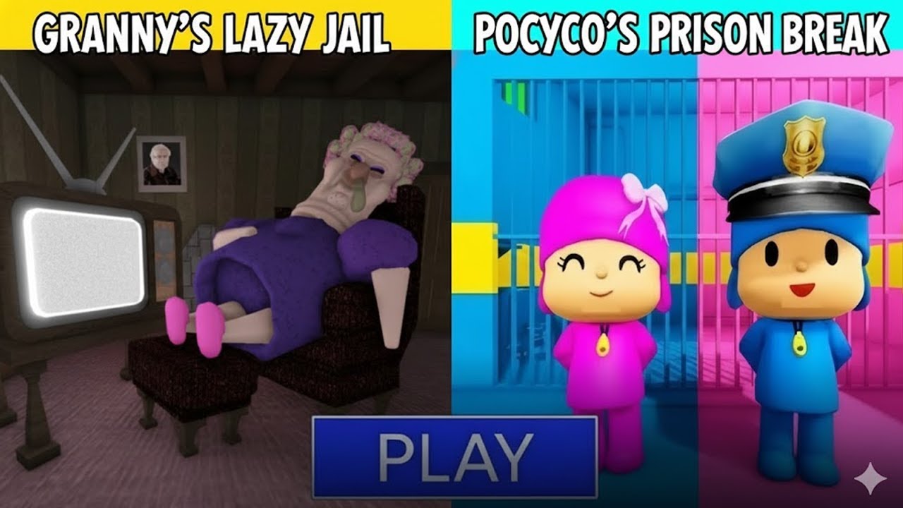 Grumpy Gran Vs Pocoyo Toys Family Obby Roblox Prisun Run Full GamePlay #roblox #obby