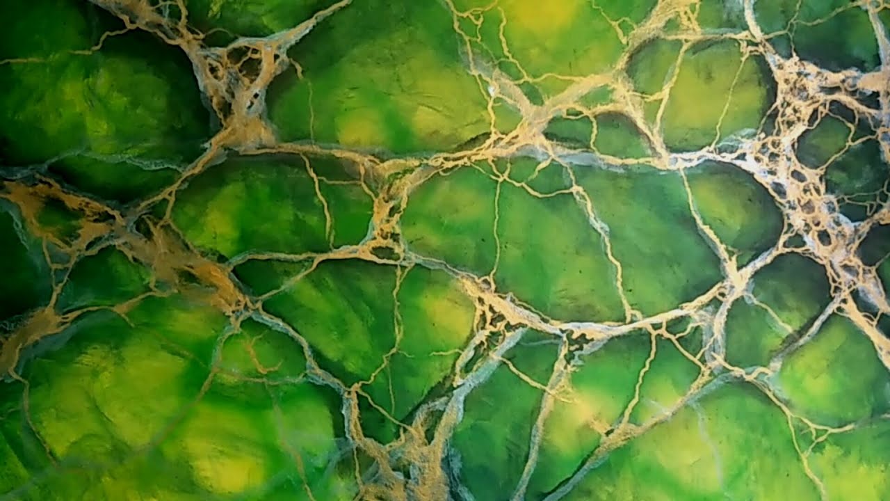 Marble Painting Wall !! Green Silver Gold