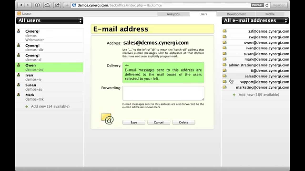 Full demo of Cynergi's hosting services' Backoffice -- Part 1: User configuration