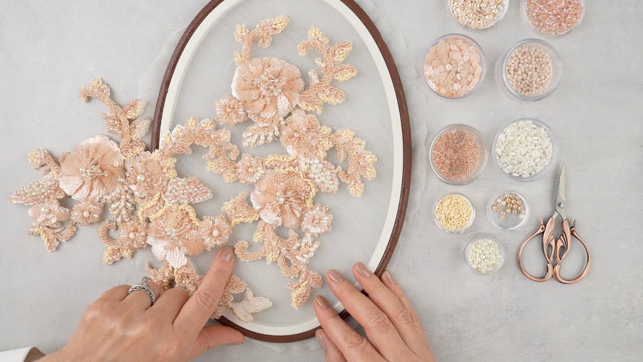 آموزش جواهردوزی و مونتاژ روی لباس - Bead Embroidery Tutorial