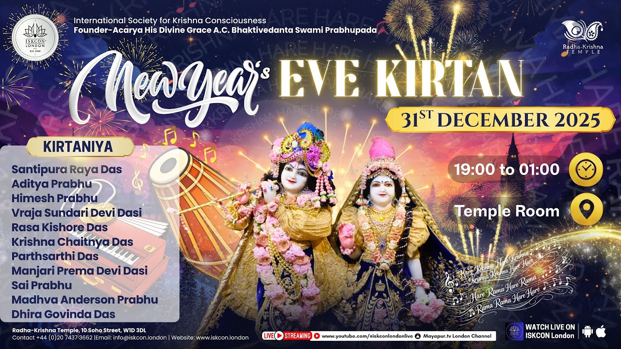 New Year’s Eve Kirtan at ISKCON London Radha-Krishna Temple - 31st December 2025
