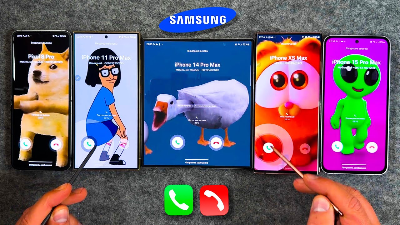 Incoming Calls - Samsung Galaxy A55 vs Z Fold 6 vs S24 Ultra vs Z Flip 6 vs Note 20 Ultra