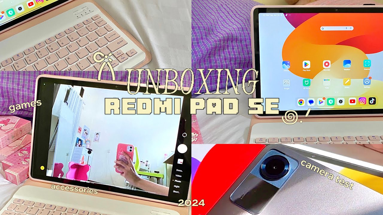 📦🎀 unboxing redmi pad se & accessories (keyboard & case) | camera & games test 🎮👾