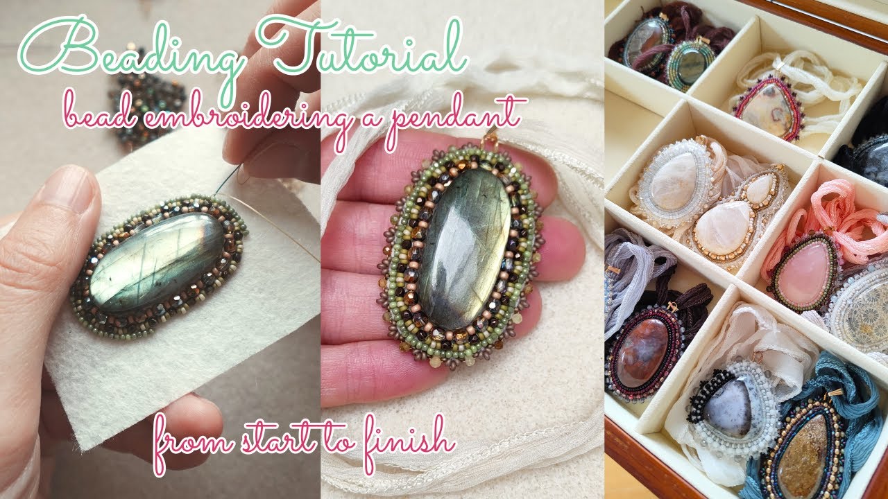 Beading Tutorial | how to bead an antique style necklace pendant | start to finish step by step