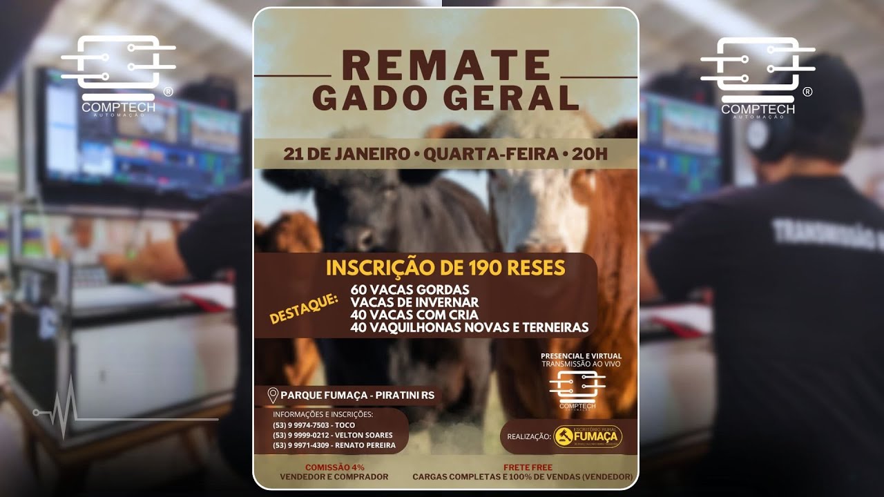 21-01-2026 - 20H | Leilão Escritório Rural Fumaça - Ao Vivo de Piratini