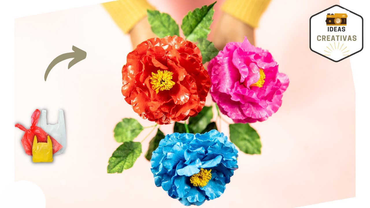 Como hacer flores con bolsas de plástico