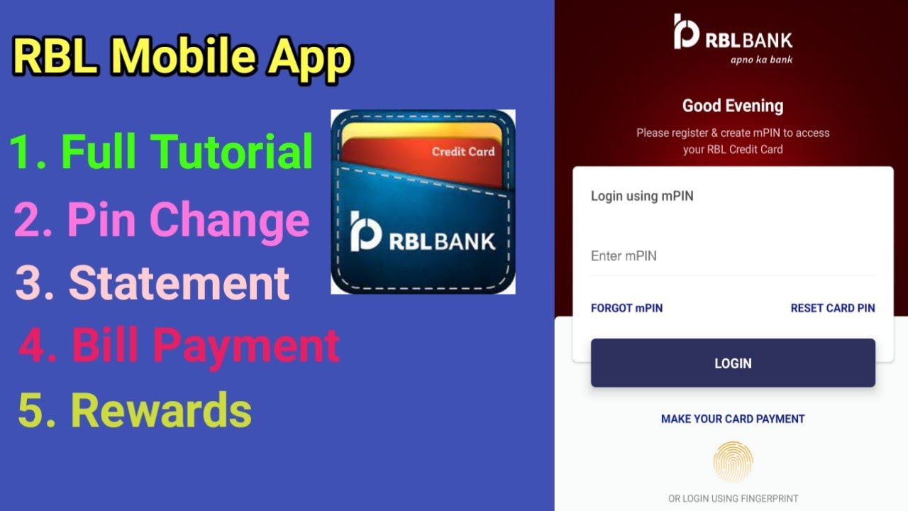 How To Use RBL Credit Card App In Tamil / Statement / Bill Pay / Rewards / Pin Change