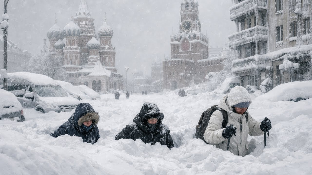 Москва погребена под снегом ❄️ Самая сильная снежная буря, обрушившаяся на Россию, город завален ...