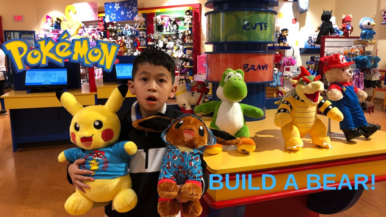 Making a POKEMON PIKACHU AND EEVEE at Build-A-Bear Workshop!!!